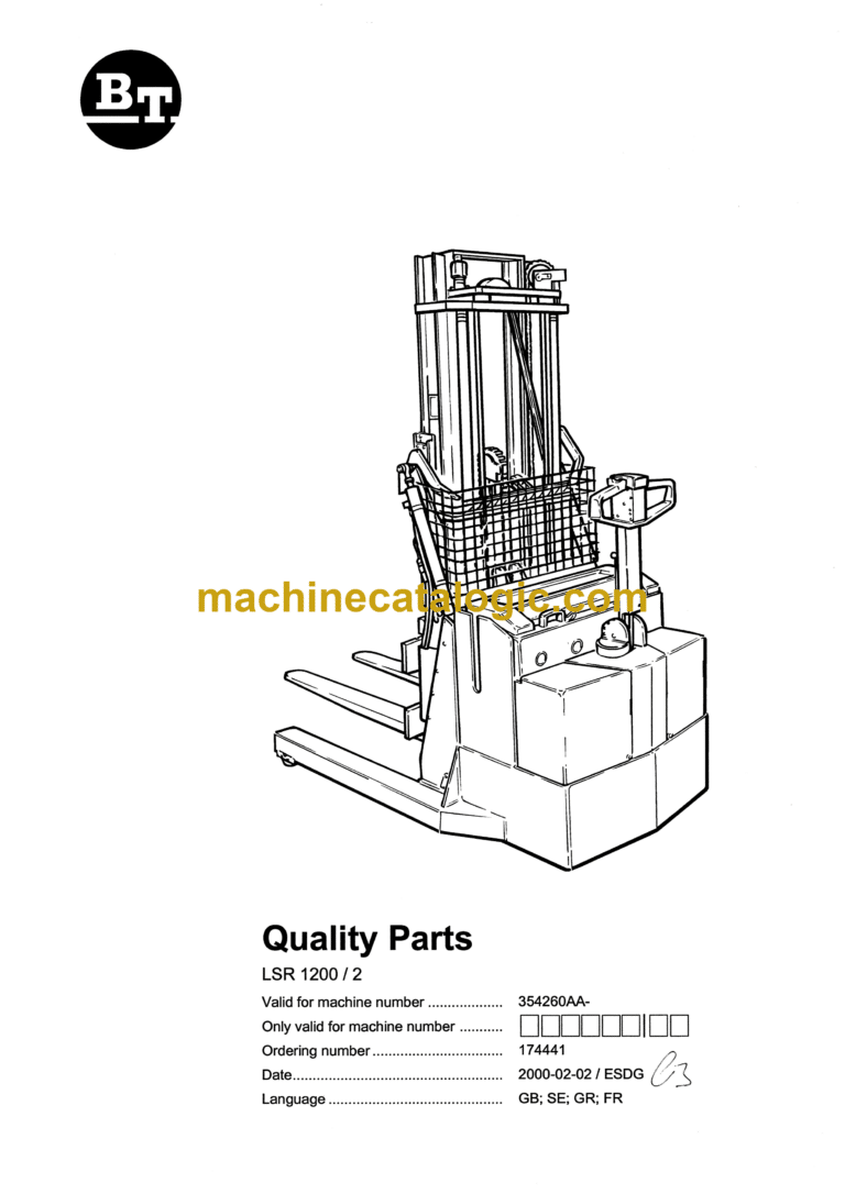 BT LSR1200-2 Stand-In Stacker Quality Parts Manual