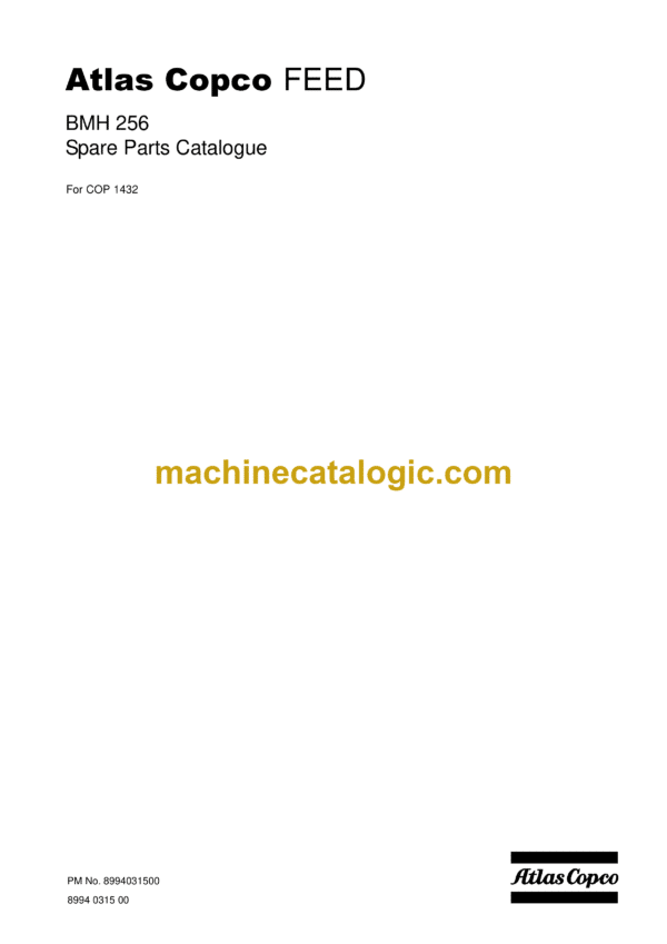 Atlas Copco BMH256 Feed Parts Manual