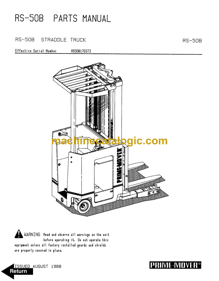 BT RS50 Forklift Operator and Parts Manual