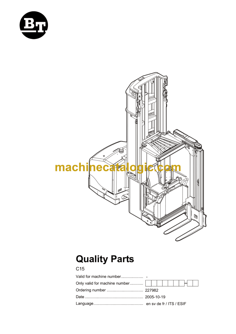 BT C15 Very Narrow Aisle Truck Quality Parts Manual