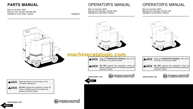 BT RS50B Forklift Operator and Parts Manual