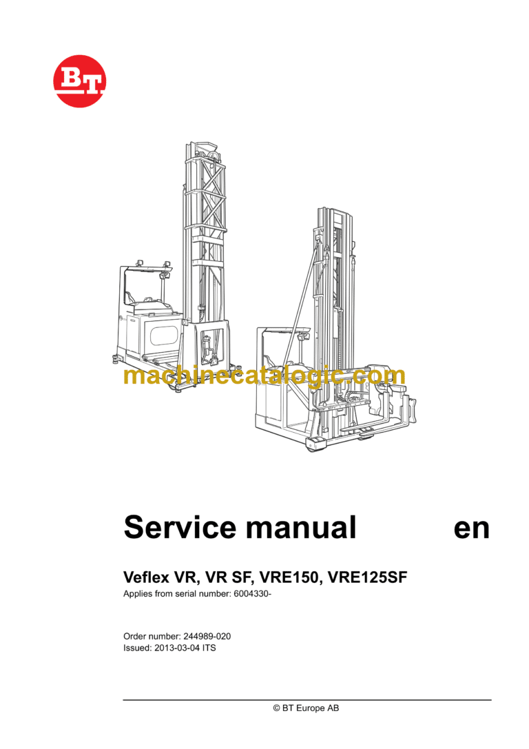 BT Veflex VR, VR SF, VRE150, VRE125SF Very Narrow Aisle Truck Master Service Manual