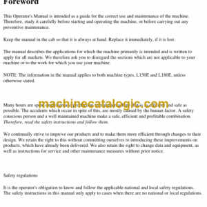 Volvo L150E, L180E Wheel Loader Operators Manual