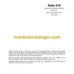 Daewoo Solar 010 Excavator Operation and Maintenance Manual (Serial Number 0001 and Up)