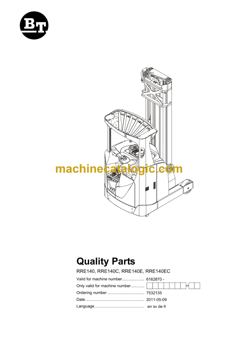 BT RRE140, RRE140C, RRE140E, RRE140EC Reach Truck Quality Parts Manual