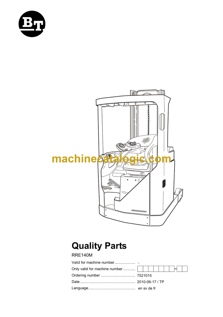 BT RRE140M Reach Truck Quality Parts Manual