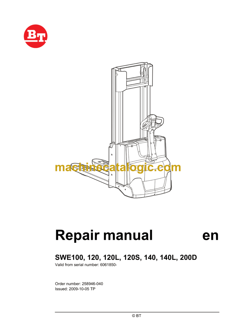 BT SWE100, SWE120, SWE120L, SWE120S, SWE140, SWE140L, SWE200D Electric Stacker Repair Manual