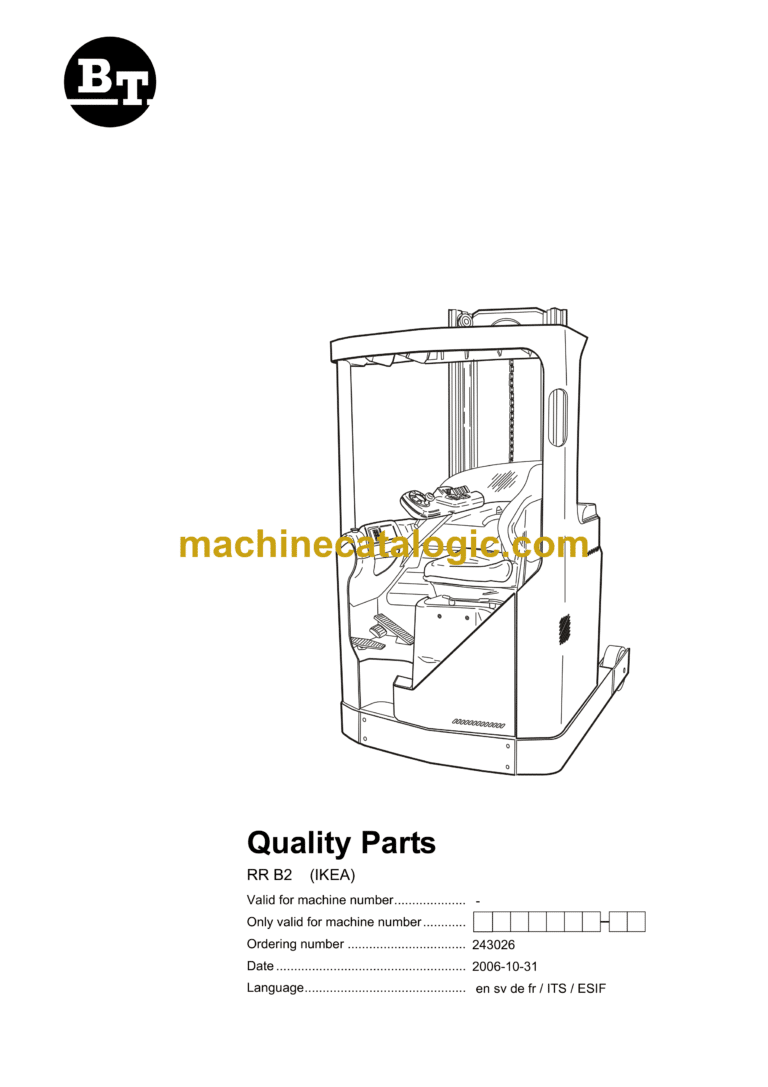BT RR B2 Reach Truck Quality Parts Manual