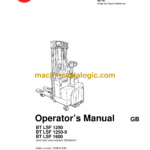 BT LSF1250, LSF1250-8, LSF1600 Pedestrian Stacker Operators Manual
