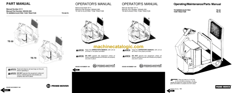 BT TCB Towing Tractor Full Manual (Service, Parts and Operators Manual)