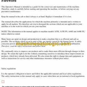 Volvo A35E, A35E FS, A40E, A40E FS Articulated Dump Truck Operators Manual
