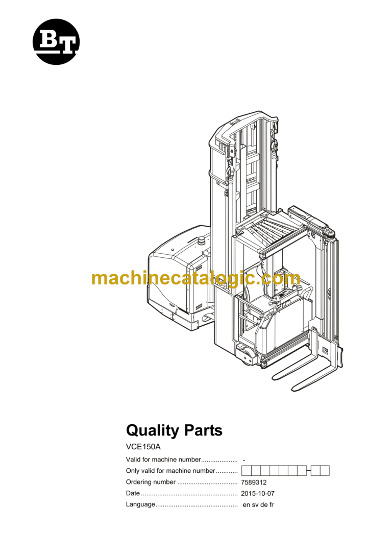 BT VCE150A Very Narrow Aisle Truck Quality Parts Manual