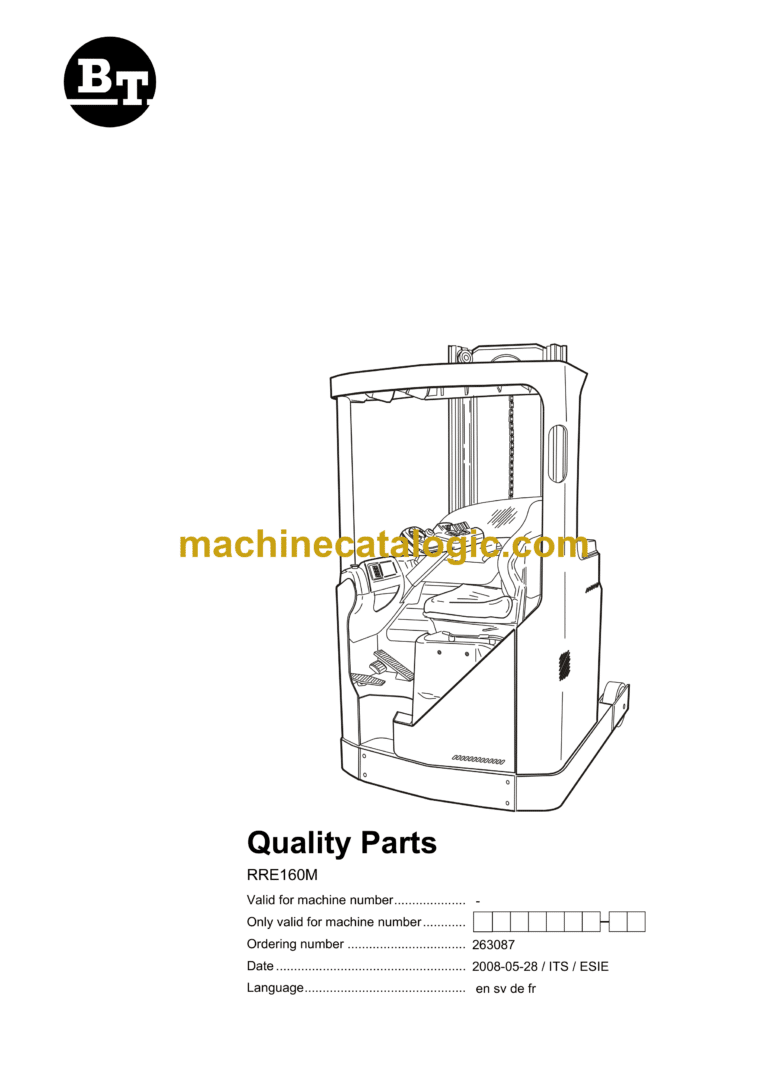 BT RRE160M Reach Truck Quality Parts Manual