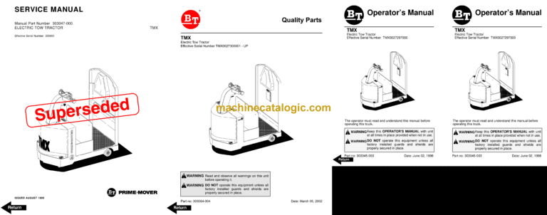 BT TE50, TE70 Tow Tractor Maintenance, Operator and Parts Manual