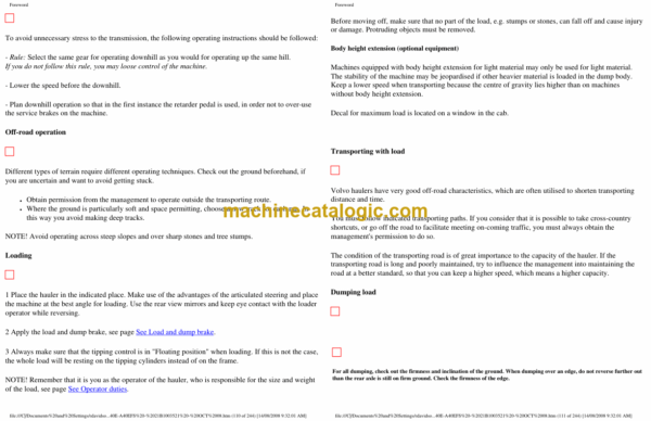 Volvo A35E, A35E FS, A40E, A40E FS Articulated Dump Truck Operators Manual - Image 4