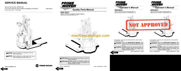 BT WSX20, WSX25 Electric Straddle Stacker Full Manual (Service, Parts and Operators Manual)