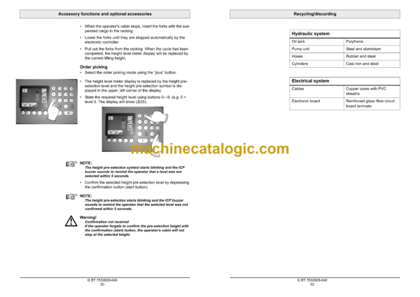 BT VCE150A, VCE150AC Very Narrow Aisle Truck Operators Manual - Image 3