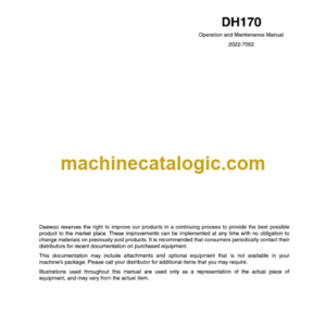 Daewoo DH170 Excavator Operation and Maintenance Manual (2022-7052)