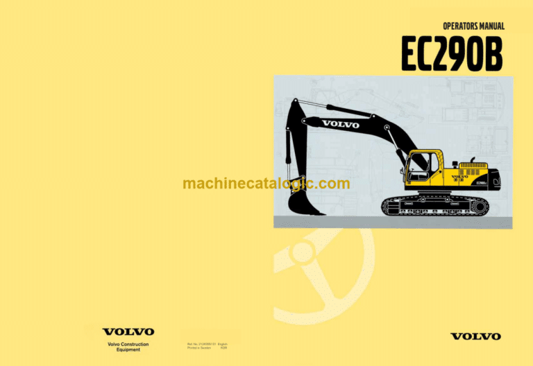 Volvo EC290B Excavator Operators Manual