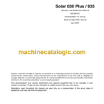 Daewoo Solar 030 Plus, 035 Excavator Operation and Maintenance Manual (Serial Number 101, 20001 and Up)