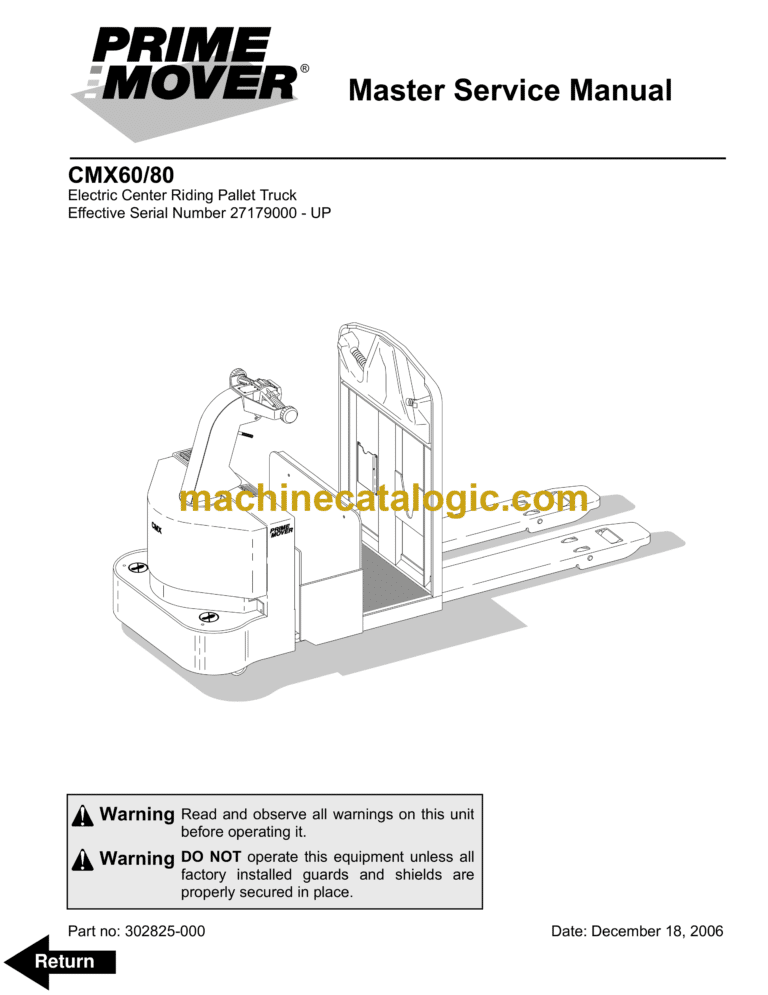 BT CMX60, CMX80 Electric Pallet Truck Master Service Manual