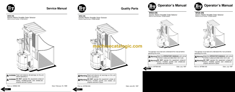 BT WSXOS Electric Stacker Full Manual (Service, Parts and Operators Manual)