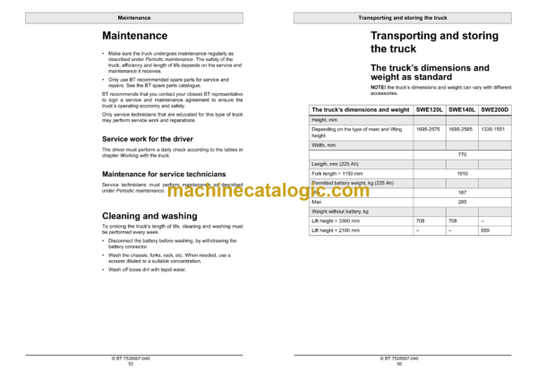 BT SWE120L, SWE140L, SWE200D Pedestrian Stacker Operators Manual - Image 3