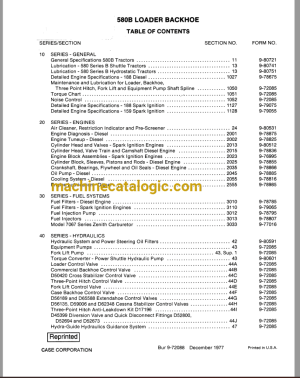 Case 580B Loader Backhoe Service Manual