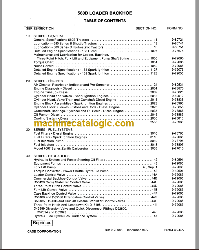 Case 580B & 580Ck Shuttle Tractor Backhoe Service Manual & Parts Catalog – 1698 Pgs