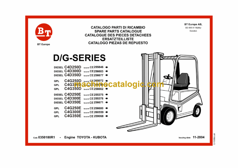 BT D-G Series 250-350 Diesel GPL Forklift Parts Manual