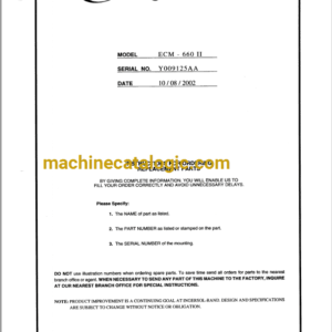 Ingersoll Rand ECM660-2 Blasthole Drill Rig Parts Manual