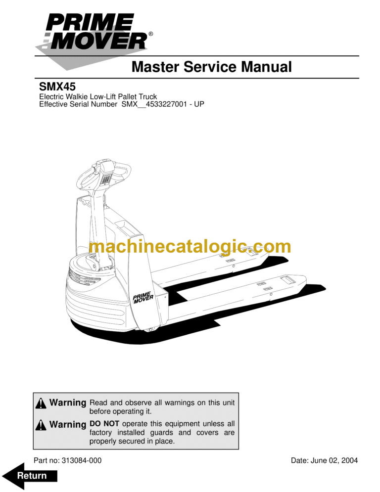 BT SMX45 Electric Pallet Truck Master Service Manual