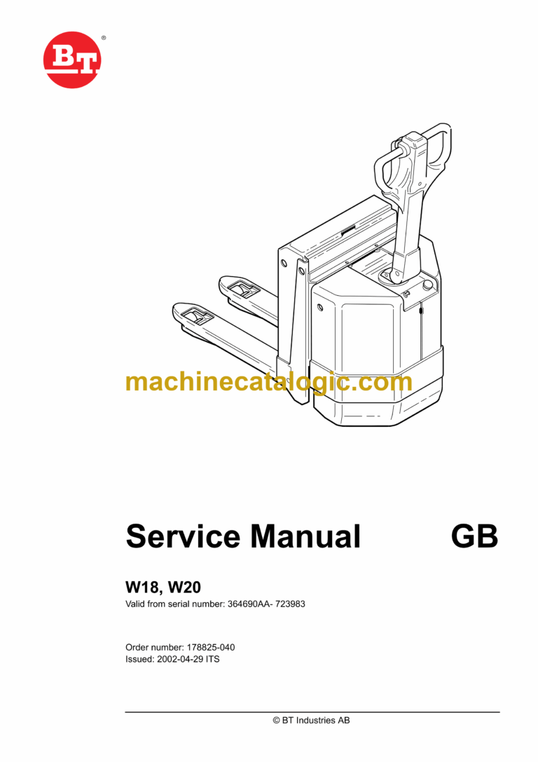 BT W18 Electric Pallet Truck Master Service Manual