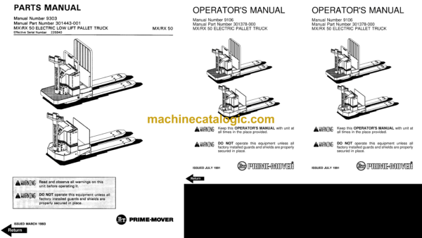 BT MX50 Forklift Operator and Parts Manual