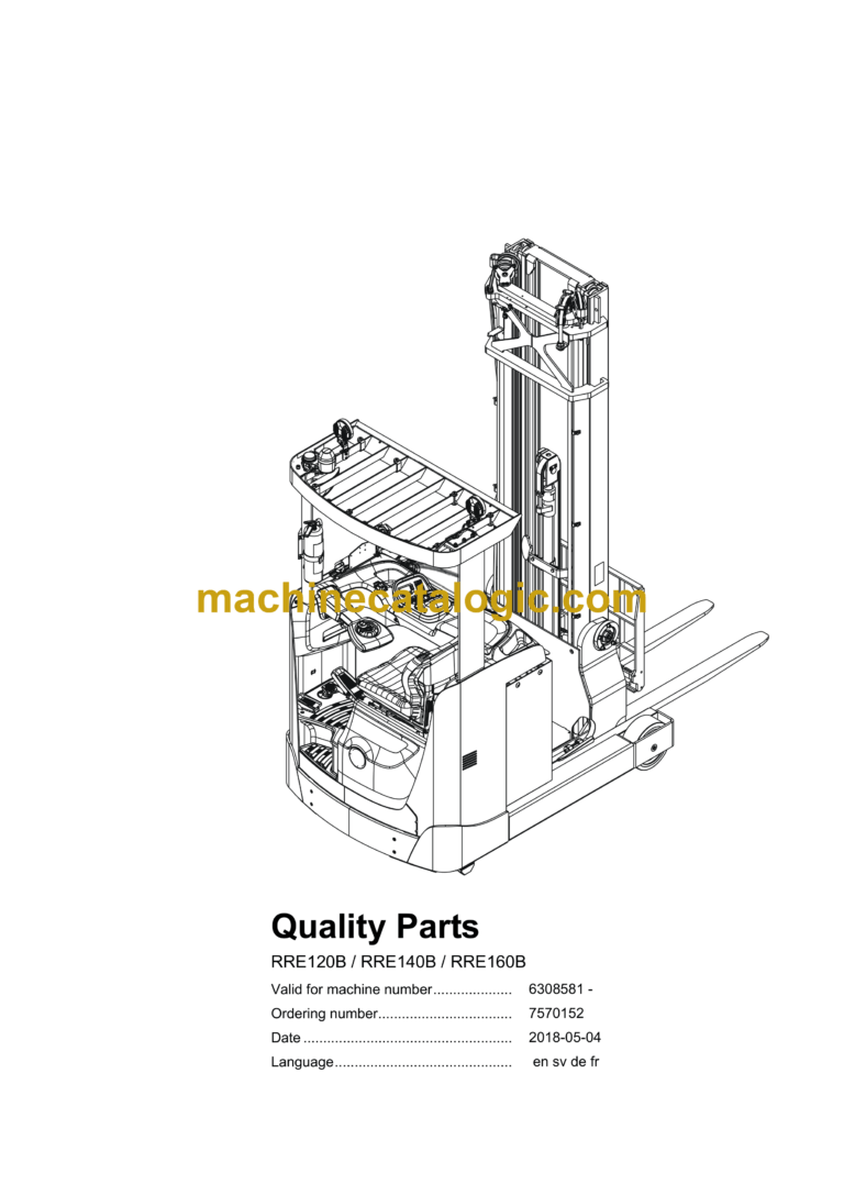 BT RRE120B, RRE140B, RRE160B Reach Truck Quality Parts Manual