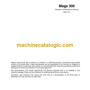 Daewoo Mega 300 Wheel Loader Operation and Maintenance Manual (4022-7071)