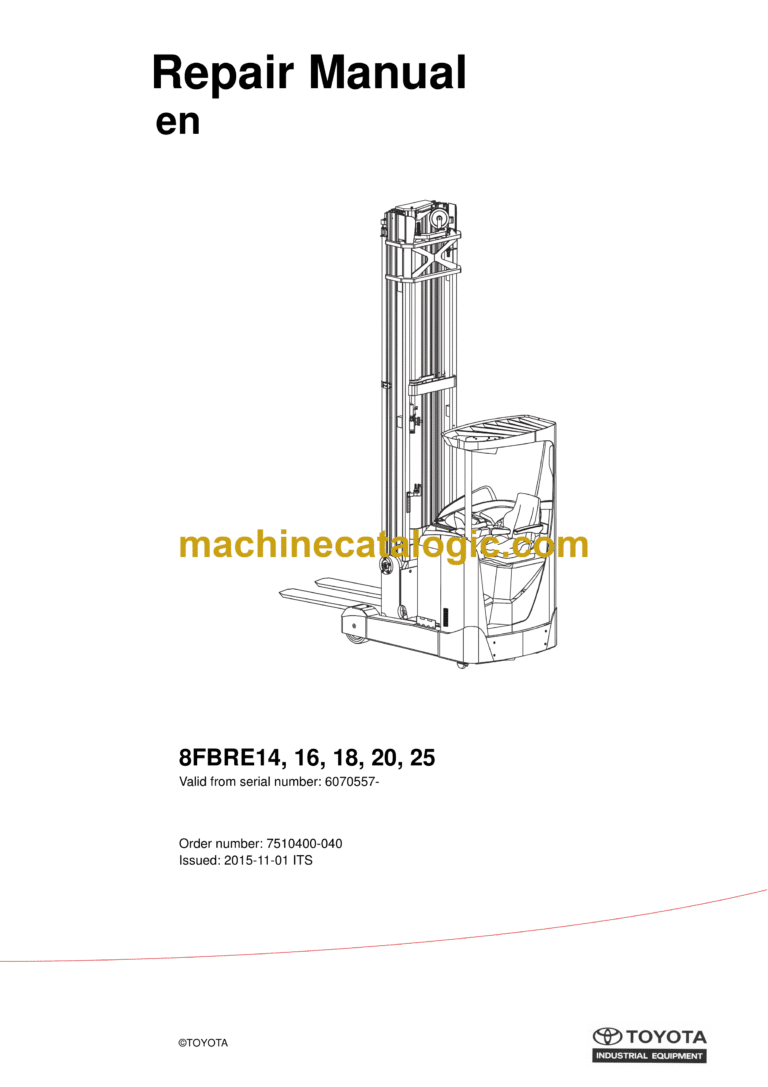 BT 8FBRE14, 8FBRE16, 8FBRE18, 8FBRE20, 8FBRE25 Electric Reach Truck Repair Manual