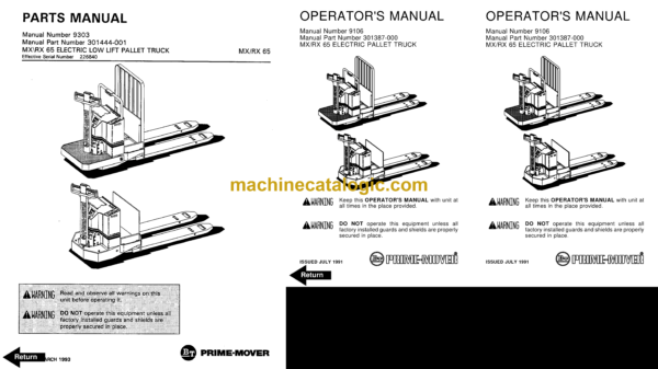BT MX65 Forklift Operator and Parts Manual