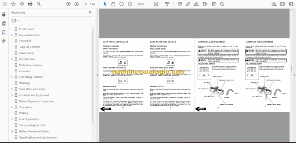 BT MX65 Forklift Operator and Parts Manual - Image 3