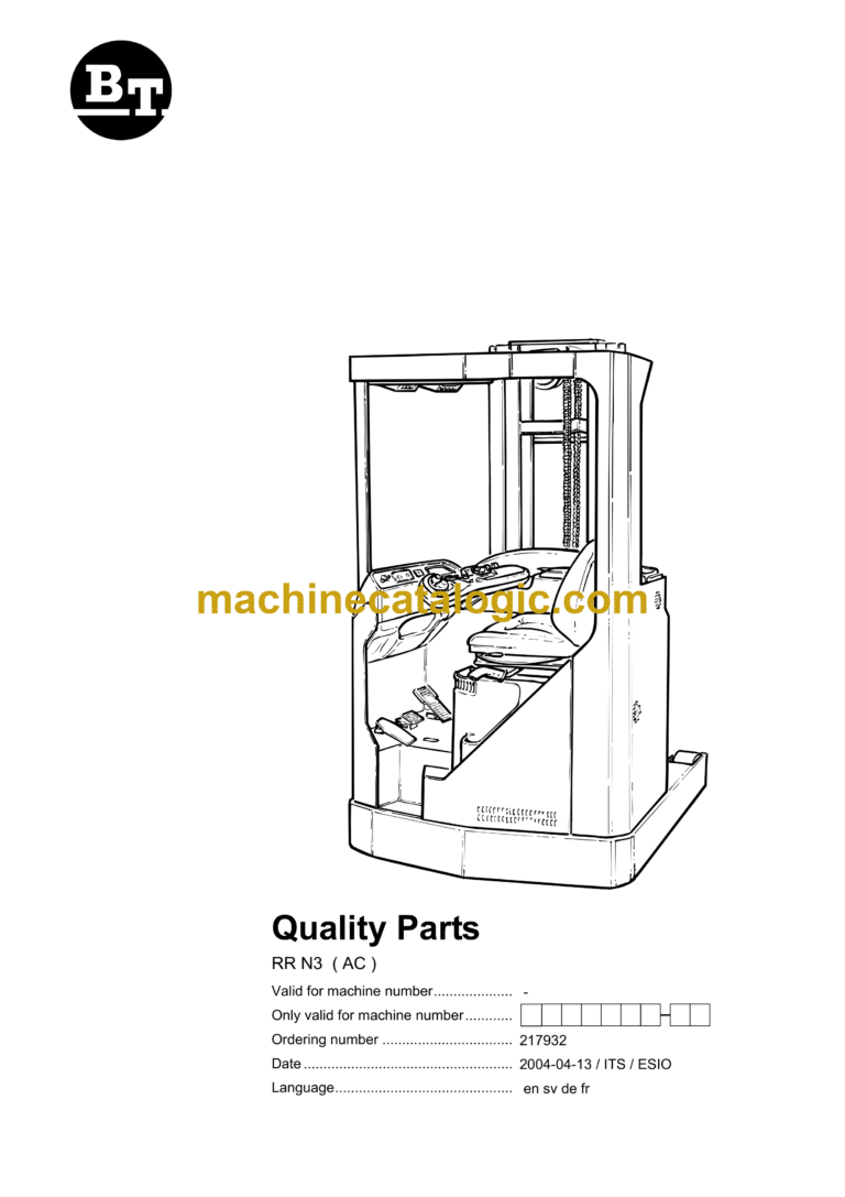 BT RR N3-AC Reach Truck Quality Parts Manual