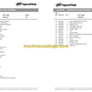 Ingersoll Rand CM780 Crawler Drilling Machine Parts Manual