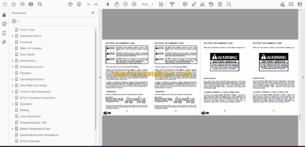 BT MX80 Forklift Operator and Parts Manual - Image 2