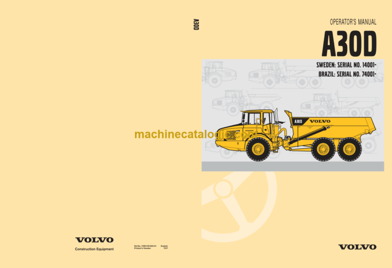 Volvo A30D Articulated Dump Truck Operators Manual