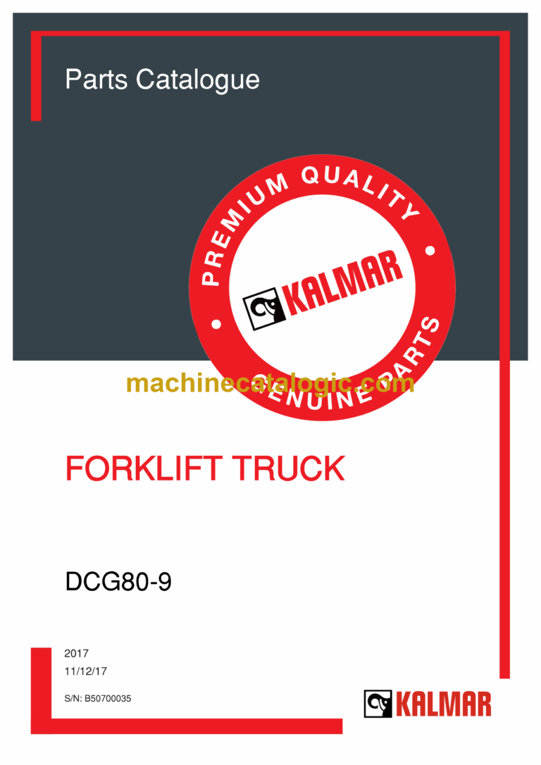 Kalmar DCG 80-9 Forklift Truck Spare Parts Catalogue