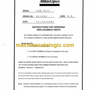 Atlas Copco CDH821C Parts Manual (821004)