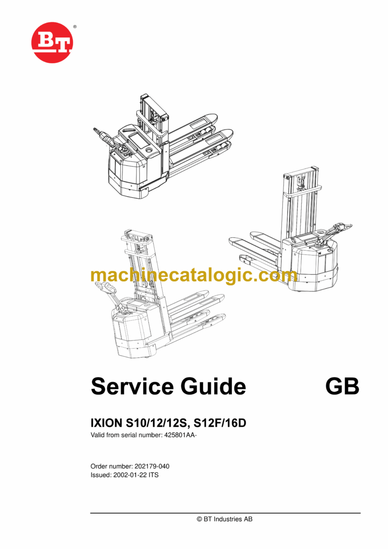 BT IXION S10, S12, S12S, S12F, S16D Pedestrian Stacker Service Guide