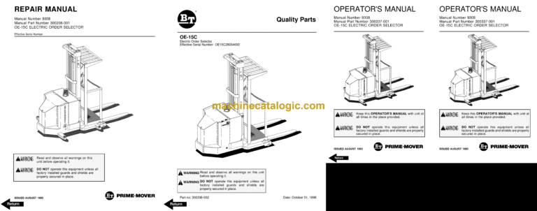 BT OE15C Order Picker Full Manual (Service, Parts and Operators Manual)