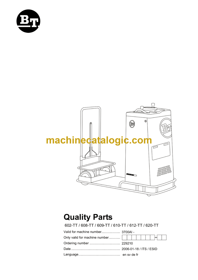 BT 602-TT, 608-TT, 609-TT, 610-TT, 612-TT, 620-TT Tow Tractor Quality Parts Manual