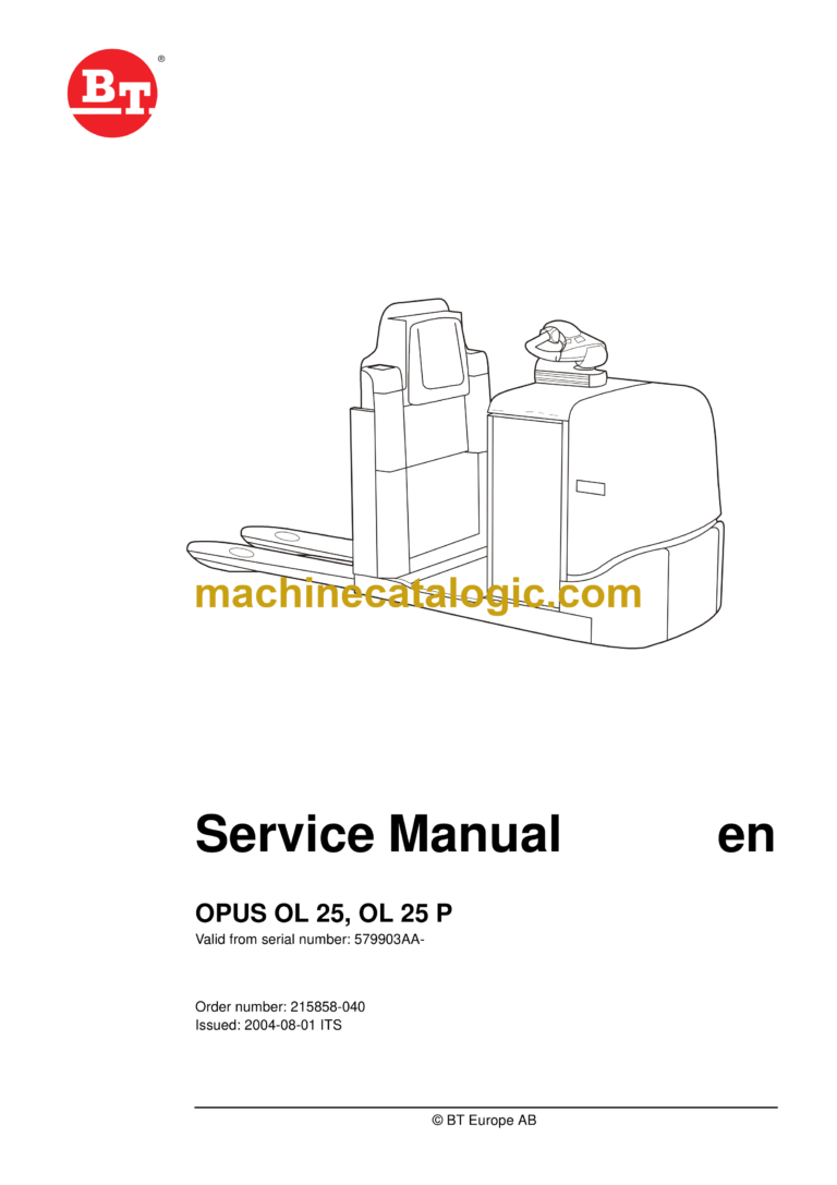 BT Opus OL25, OL25P Electric Pallet Truck Master Service Manual