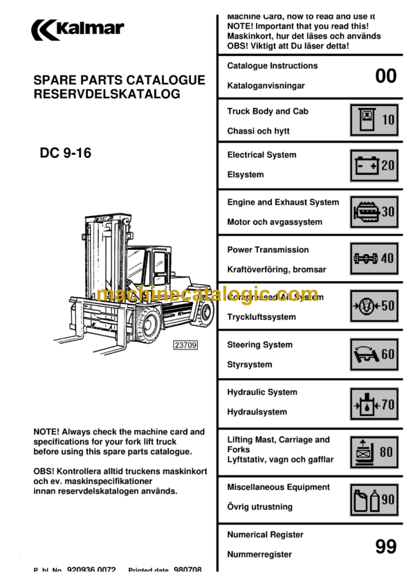 Kalmar DC 9-16 Spare Parts Catalogue